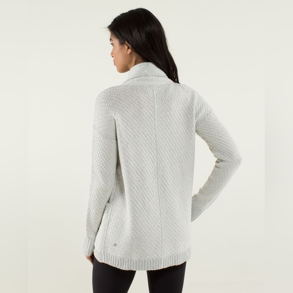 SOLD.  Lululemon “Post Practice Cardigan” Silverspoon/White. - Picture 2 of 5